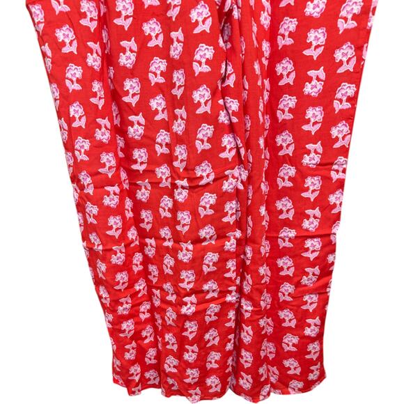 Candace Cameron Bure 1XP Floral Wide Leg Pants Stretchy Modal Spandex Red - Picture 3 of 9
